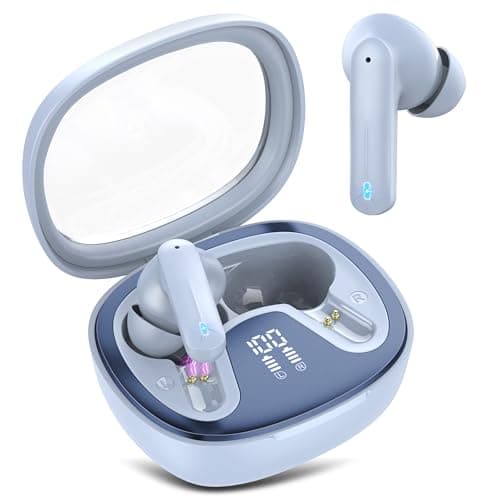 Wireless Earbuds, Bluetooth 5.4 Headphones, HiFi Stereo Bass Ear Buds, in Ear Earbuds with 4 ENC Noise Cancelling Mic, 45H, LED Display, IP7 Waterproof, Earphones for Phone Android/iOS Sports, Blue