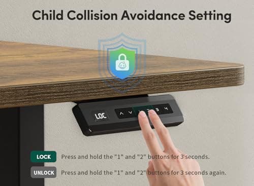 FEZIBO 48'' x 24'' Height Adjustable Electric Standing Desk with Double Drawer, Home Office Stand Up Table with 4 Height-Adjustable Feets & 2 Hooks, Vintage Brown 9