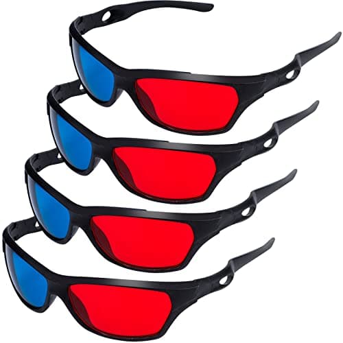 craftshou 4 Pack Red Blue 3D Glasses,3D Movie Game Glasses Viewing Glasses for Cyan Anaglyph Style Home Theater 3D Moives Games TV