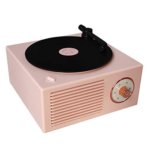 Old Fashioned Classic Style Bluetooth Speaker Pink Vinly Record Player Style Cute Look Creative Gift for Girls Bass Enhancement Loud Volume Speaker by KintiSun