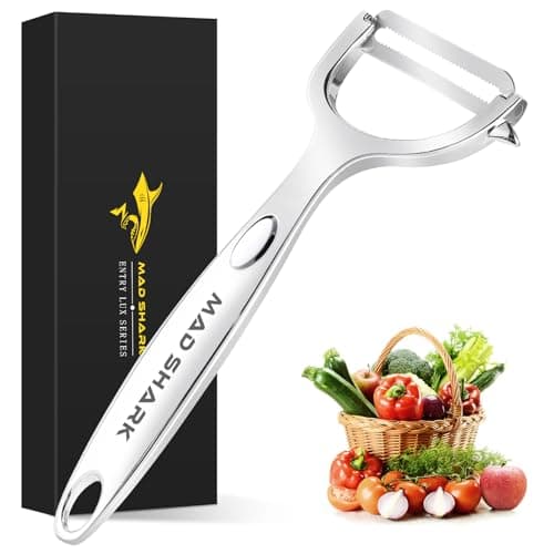 MAD SHARK Ultra Sharp Vegetable Peelers for Kitchen 10 Years No Rust Stainless Steel Serrated Potato Peeler Easy to Use Y Peeler with Durable Non-Slip Ergonomic Grips for Carrots, Fruits, Veggie