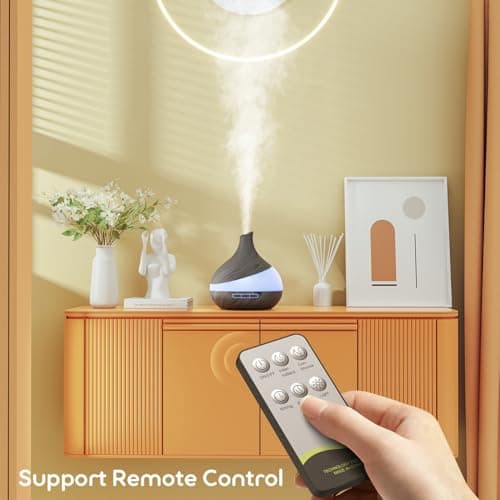 HJTHJT 500ML Essential Oil Diffuser: Aroma Diffuser with Remote Control for Hotel Spa Yoga Room - Humidifier with 14 Colors LED Night Light for Bedroom Home Relaxation (Ink Black) 7