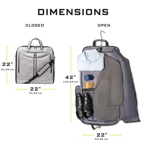 ZEGUR Premium Suit Garment Bag Carry On - Hangs 4 Suits - Travel & Business with Shoulder Strap and Laptop Compartment 5
