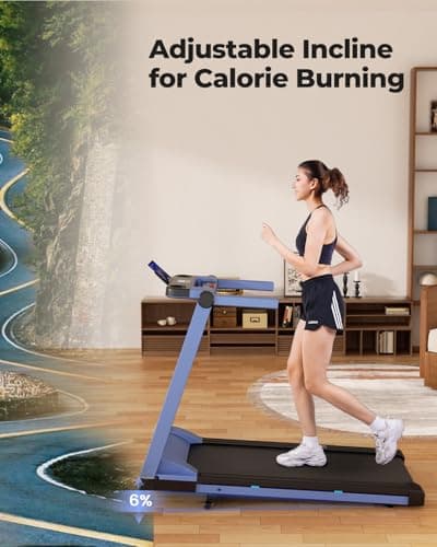 DeerRun Foldable Treadmill for Home with 6% Manual Incline & Handlebar, Compact Folding Walking Pad Treadmill for Walking, Jogging & Running, 0.6-7.5 MPH, 300 lb Capacity, App & Remote Control 6