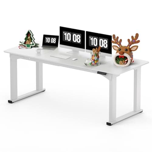 SANODESK 4-Leg Standing Desk, Electric Height Adjustable Desk with Memory Presets for Home Office, Stand up Desk Computer Workstation, 78x32 Inches White