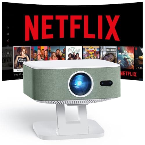 [1500 ANSI/Projector Compatible with Netflix] Smart Outdoor Projector: NICPOW 4K Projector with Wifi and Bluetooth, Auto Focus & Keystone, Portable Proyector for Home & Outdoor Use, Green