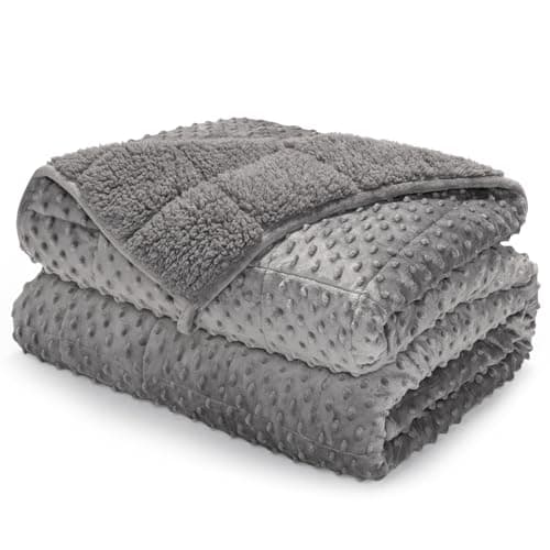 UINIU Minky Dot Weighted Blanket for Adults Queen Size 15 lbs, Soft Cozy Heavy Blanket for Stress Relief and Sleep Promotion, Warm Blanket for Autumn Winter with Glass Beads, Grey 60 x 80 inches