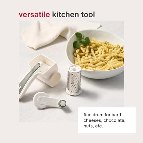 Zyliss Classic Rotary Cheese Grater - NSF Restaurant Certified Handheld Grater - Can be used for Hard Cheese, Chocolate & More - With Comfortable Handle & Easy-to-Clean Drum - White 5