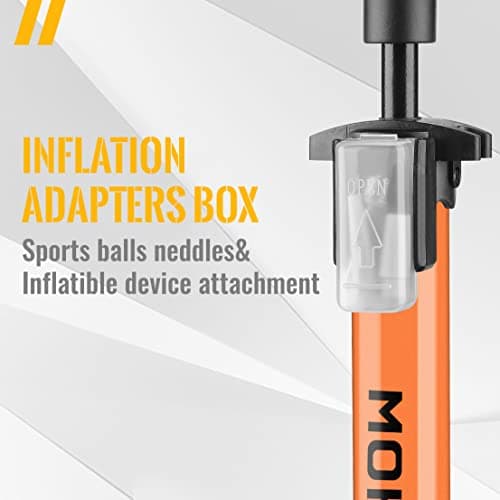 MOHEGIA Bike Floor Pump with Gauge,Air Bicycle Pump Inflator with High Pressure 160 PSI,Fits Schrader and Presta Valve/Orange 5