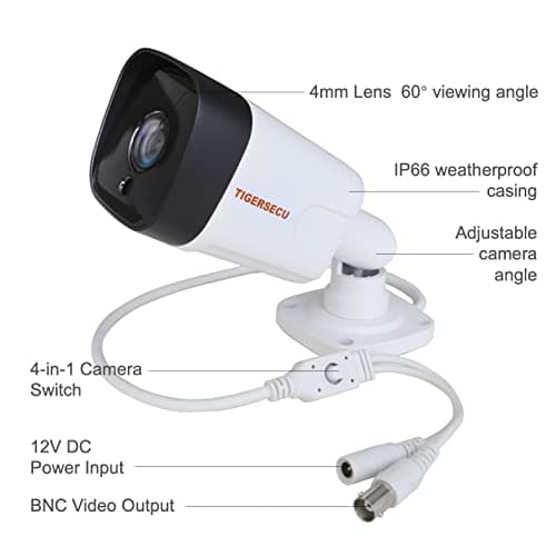 TIGERSECU 5MP Metal Long Range Security Camera for TVI, CVI, AHD, CVBS DVRs, Weatherproof for Indoor/Outdoor Use, Hybrid 4-in-1 with OSD Switch (Power Supply and Coaxial Cable Sold Separately) 6