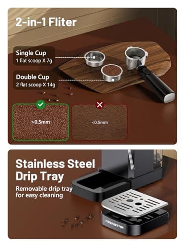 KEENSTAR 20Bar Espresso Machine with Rapid Cold Brew, Hot & Iced Coffee Machine, Espresso Maker with Milk Frother Steam Wand, Touch Screen with 40oz Water Tank for Latte, Cappuccino, Gift 7