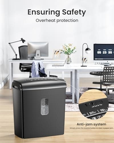 Locksworth 8-Sheet Micro Cut Paper Shredder P-4 High Security for Home Office Use with Handle, Shreds Credit Card/Staple 4 Gallons(Black) Visual Window Wastebasket 5