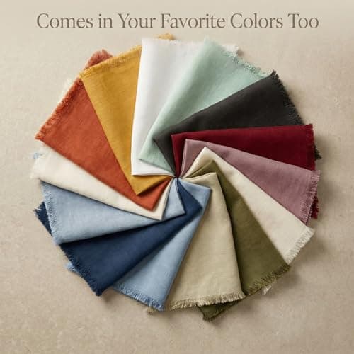 ACCENTHOME Natural Cotton Linen Napkin Set of 12 18x18 inch Dinner Napkins - Washable Soft Premium Hotel Quality Reusable Hemmed Edges Napkins Perfect Table Linens for Family Dinners, Weddings 8