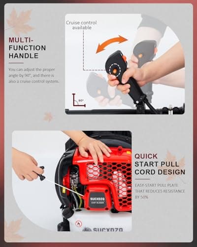 EIDOWA 63CC Gas Backpack Leaf Blower – 665 CFM, 205 MPH, Commercial-Grade Gas Blower for Landscaping, Heavy-Duty Yard Work – Lightweight, Quiet for Residential Areas (685 RPO) 8