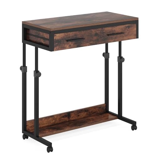 Tribesigns Portable Desk with Drawers, Mobile Laptop Desk with Wheels, Sofa Side Table Small Portable Standing Rolling Table for Home Office 9