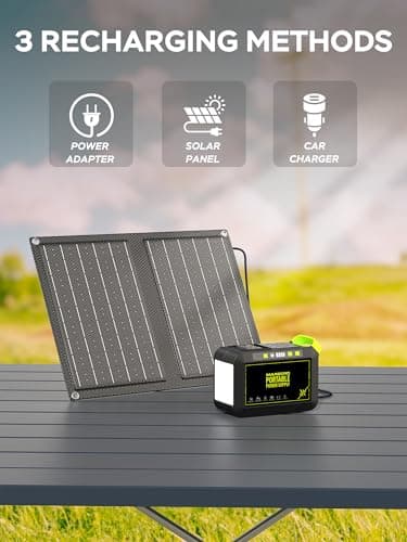 MARBERO 88.8Wh Portable Power Station with Solar Panel 21W Solar Generator with Panels Included AC Outlet 80W 120W Max Solar Power Bank for Camping Hiking Fishing Emergency Outdoor 6