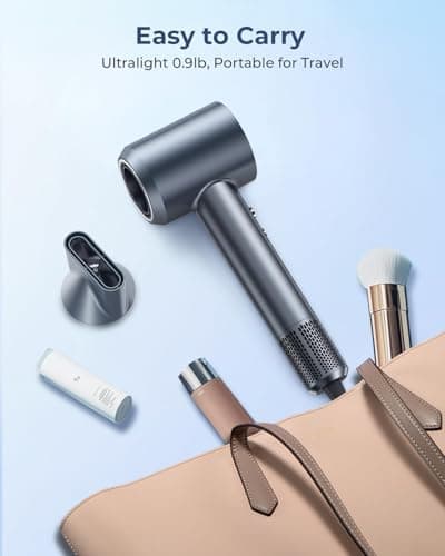 Hair Dryer, 150000 RPM Professional High-Speed Blow Dryer, Negative Ionic Hair Dryer for Fast Drying, Low Noise Thermo-Control HairDryer with Magnetic Nozzle for Home Travel Women Man 8