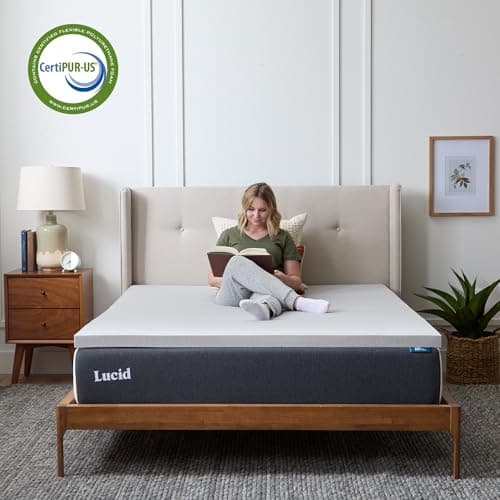 Lucid 3 Inch Bamboo Charcoal Infused Memory Foam Mattress Topper - King Size – Moisture and Odor Control - Ventilated - Deep Plush Feel, Pressure-Relief Bed Topper – CertiPur Certified 4