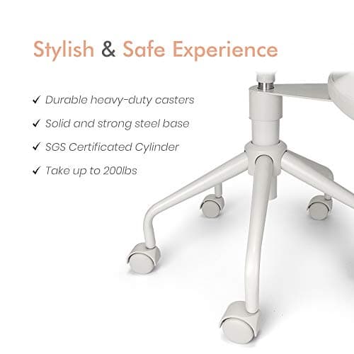 Pipersong Meditation Cross Legged Chair PRO, ADHD Chair with Height Adjustable Backrest, Criss Cross Desk Use with Footrest and Wheels for Home Office, Flexible Design for Fidgety Sitters, Ivory 9