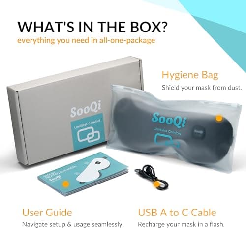 SooQi Rechargeable Cordless Heated Eye Mask - Weighted Compress with Graphene Heating for Dry Eyes, Fatigue, Sleep, and Travel 9