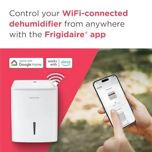 Frigidaire 35-Pint Portable Dehumidifier with Wi-Fi and Energy Star Certification for Small/Medium/Large Rooms & Basements, Custom Humidity Control, Auto Shut Off, White 7
