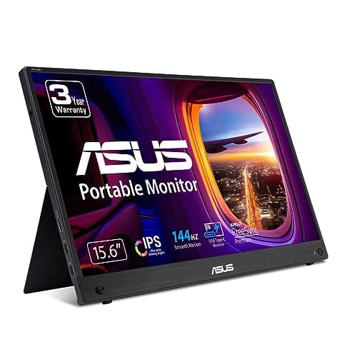 ASUS ZenScreen 15.6” 1080P Portable USB-C Monitor (MB16AHG) - Full HD, IPS, 144Hz, Mini-HDMI, Freesync Premium™, Ergo Kickstand, Eye Care, Blue Light Filter, Tripod Mountable, Protective Sleeve