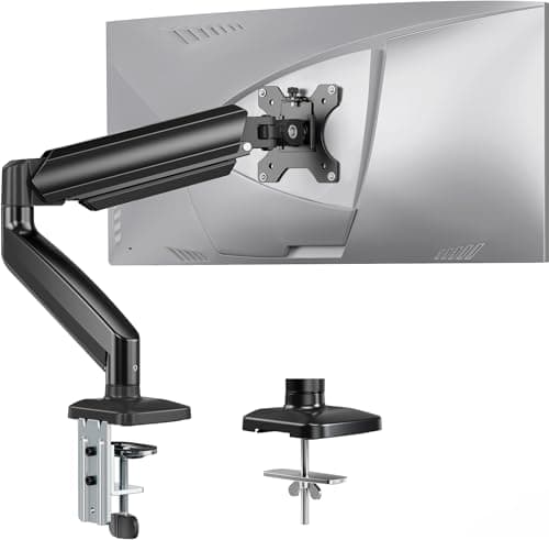 ErGear Single Monitor Arm, Adjustable Monitor Mount for 17–49 inch Screens, Computer Monitor Stand with VESA Mount, C-Clamp & Grommet Base, Max Load 22 lbs, Max VESA 100x100mm, EGSS25B