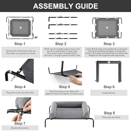 RRPETHOME Large Elevated Cooling Dog Bed, Raised Dog Cot Beds for Large Dogs, Elevated Outdoor Pet Bed, Chew Proof Portable Cooling Pet Cot with Skid-Resistant Feet and Breathable Mesh 7