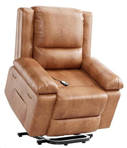 Garvee Electric Lift Recliner Chair - Heat and Massage, PU Leather Power Lift Recliner for Elderly & Mobility Impaired, Adjustable Back and Legs, Heavy Duty Lift Chair for Seniors