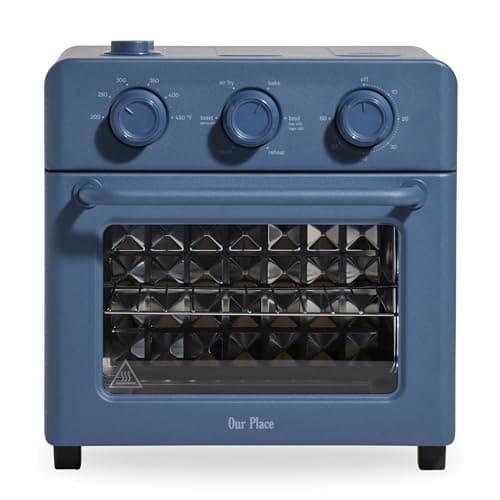 Our Place Wonder Oven | 6-in-1 Stainless Steel Air Fryer Toaster Oven Combo with Basket, Rack, Pan & Tray | Compact 13 QT Countertop Capacity - Toast, Roast, Bake, Reheat, Broil & Steam | Blue Salt