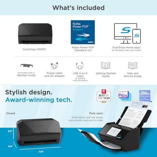 ScanSnap iX2500 Wireless or USB High-Speed Cloud Enabled Document, Photo & Receipt Scanner with Large 5" Touchscreen and 100 Page Auto Document Feeder for Mac or PC, Black 7