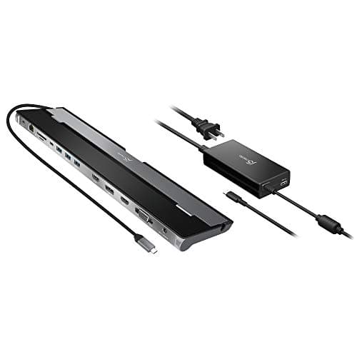 j5create USB Type C Docking Station with 100W PD Charger - Supports 3 Displays | HDMI, DisplayPort, VGA, 100W PD Charging, 1Gbps Ethernet | for MacBook Pro/Air, XPS, and More (JCD543P)