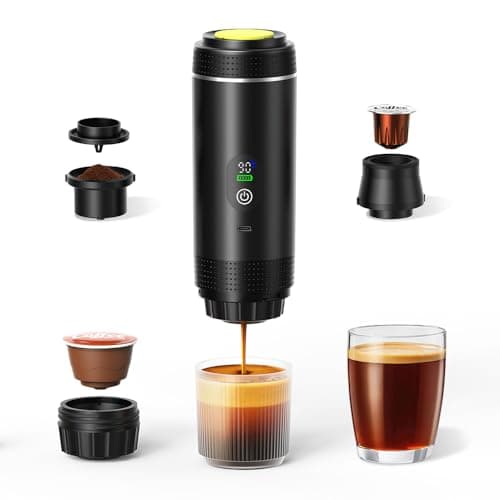 PHENOHERE Portable Electric Espresso Machine–20Bar Self‑Heating travel coffee maker with 7500mA Battery (Midnight Black)