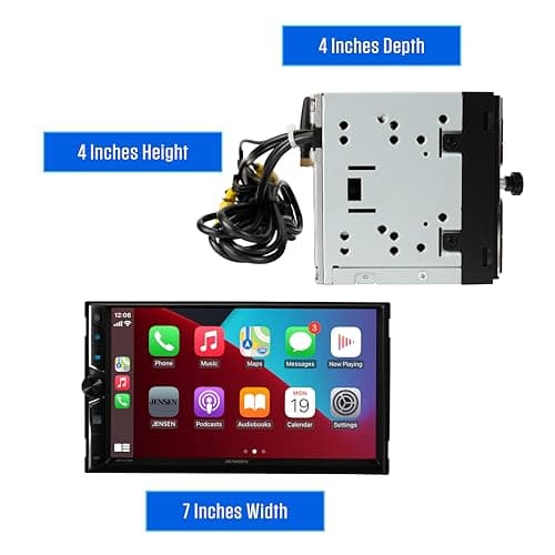 JENSEN J3CA7W 7-inch Certified Apple CarPlay Android Auto Wired or Wireless | Double DIN Touchscreen Car Stereo Radio | Bluetooth | Backup Camera Input | USB Playback & Charge 7