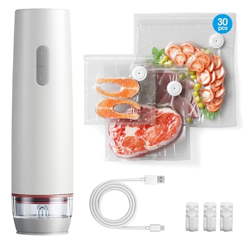 AMAZING FLOWER Vacuum Sealer for Food with Visible Water Tank, Portable Handheld Vacuum Sealer Machine, Cordless Compact Sealer with 30 Reusable Vacuum Bags for Fresh & Save Meal Prep