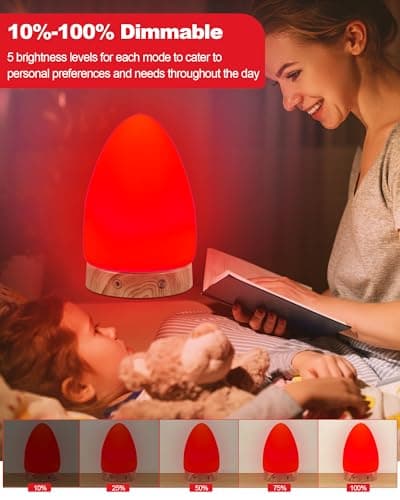 Red Light Night Light Lamp for Sleep, Red Nightlight Desk Lamp with 670nm Wavelength Multi-Color and Brightness Options Remote Control USB Charging Elegant Design 6