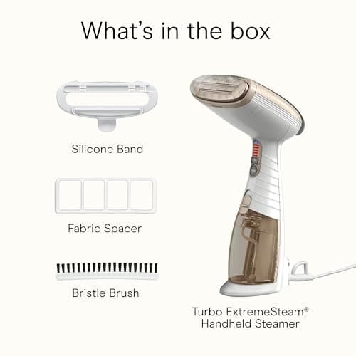 Conair Turbo Extreme Steam Hand Held Fabric Steamer, GS59X, 1875W, 15 min, 7.3 oz, White/Champagne 8
