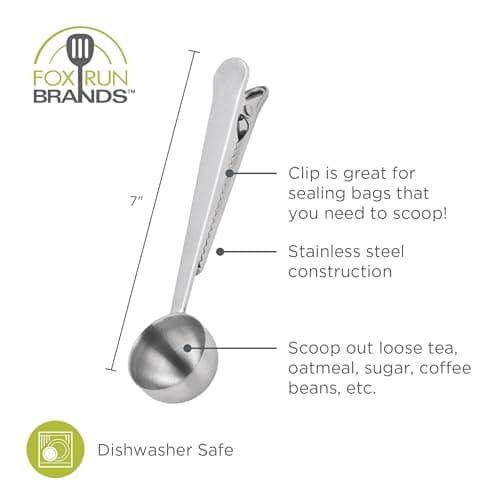 Fox Run Bag Spoon Clip, Coffee Measuring Spoon With Bag Clip, 1 Tablespoon 6