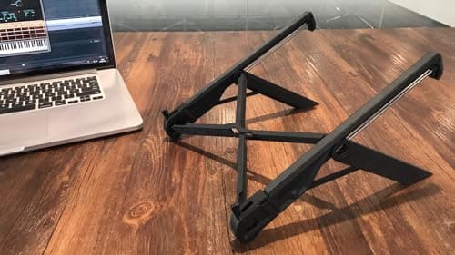 K7 Laptop Stand, Foldable Portable Laptop Stand,Black, Lightweight Ergonomic Laptop Riser for Desk for Laptops universial fit,one Step for Open & Close Design,Compact for Travel,Office,Home,Library 7