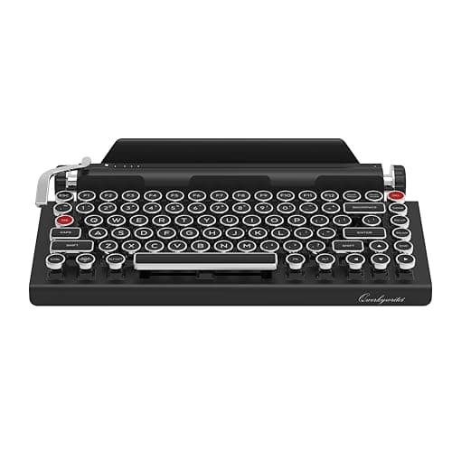 QWERKYTOYS Qwerkywriter Typewriter Inspired Retro Mechanical Wired & Wireless Keyboard with Tablet Stand