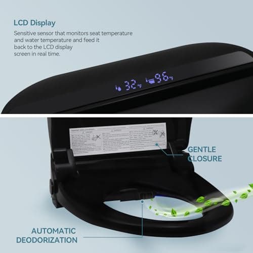 YOURLITE Bidet Toilet Seat, Elongated Toilet Seat Warm Water, Heated Seat Bidet with Remote Control,Self-cleaning Nozzle Temperature Adjustable LED Light, Need Electricity, Black 5