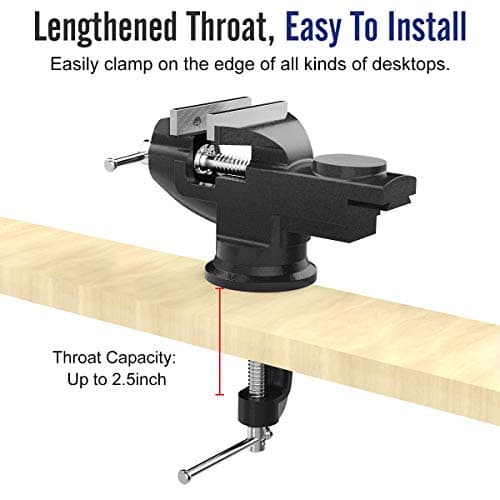 Housolution 3 Inch Universal Swivel Base Table Vise, 360°Rotating Bench Clamp, Portable Repair Tool for Woodworking, Metalworking, Cutting Conduit, and Drilling - Black 6