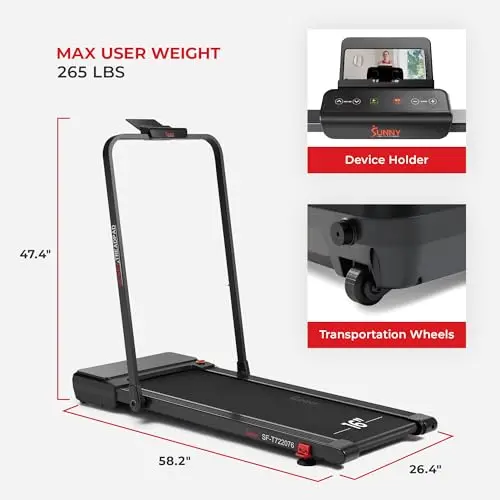 Sunny Health & Fitness Treadpad® Pacer Dual Mode Walking/Running Treadmill with 6-Level Auto Incline & Exclusive SunnyFit® App Enhanced Bluetooth Connectivity - SF-T722076 7