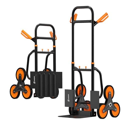 Stair Climbing Hand Truck 440lb，Heavy Duty Dolly Cart for Stairs，Thickened Upgraded Steel Tube Folding Stair Climbing Trolley with Six Wheels and Telescoping Handle