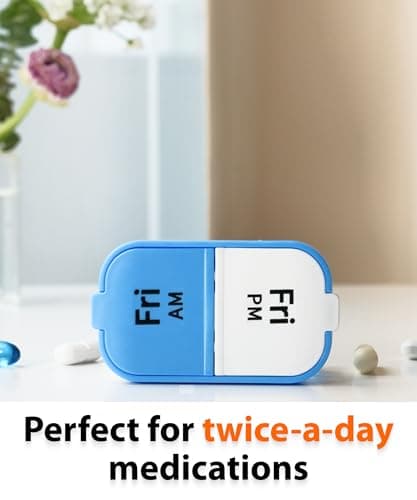 Extra Large Weekly Pill Organizer - XL Vitamin Holder with 7 Detachable AM PM Compartments - Portable Medicine Dispenser for Home and Travel, Big Supplement Container for Weekly or Daily Use, Rainbow 6