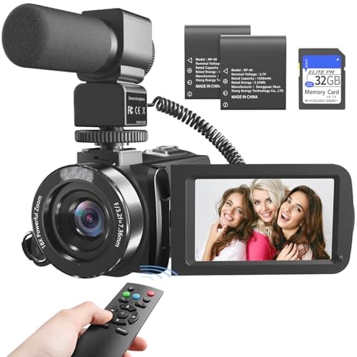 MURAUX Video Camera 6K Camcorder Vloging Camera for YouTube 18X Digital Zoom 3.0“ Touch Screen WiFi Camera with Microphone, 2.4G Remote Control, 2 Batteries & 32G SD Card