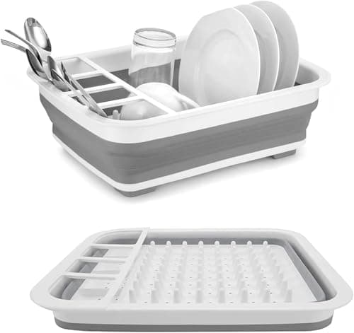 Sipobuy Collapsible Bowls, Plates, and Dishes Drainer, Portable Space-Saving Dish Rack for Kitchen, RV, Campers, and Travel Trailers