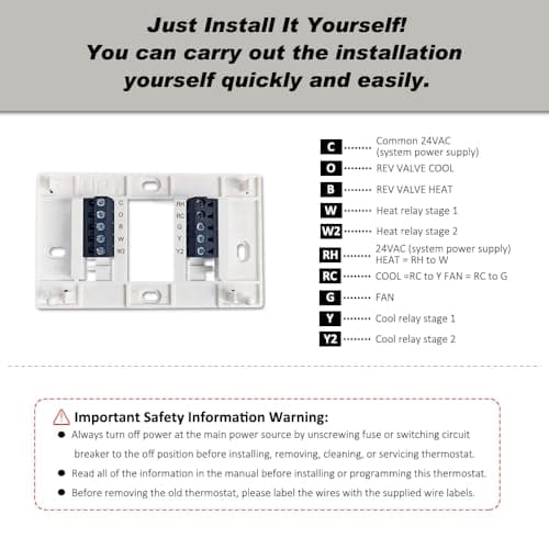 Programmable Thermostat, Thermostat for Home HVAC Systems,Multi-Stage, 2 Heat/2 Cool, White Backlight 5