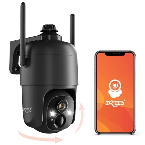 Dzees 360° PTZ WiFi Security Cameras Wireless Outdoor, 2K Battery Powered Home Security Camera Indoor, Spotlight & Siren, Color Night Vision, 2-Way Talk, AI Motion Detection, IP66, Cloud Stroage