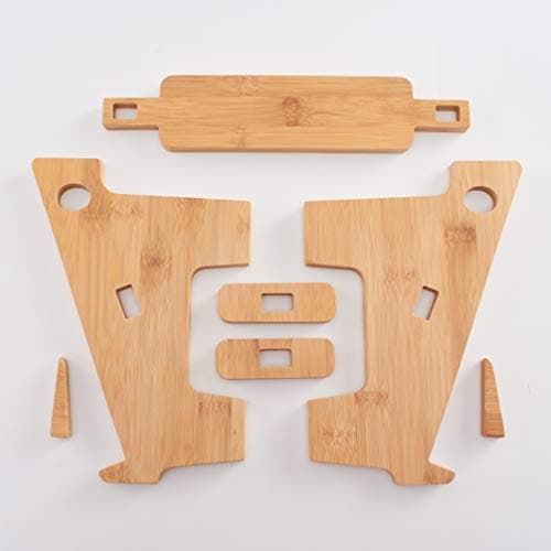 MTWhirldy Laptop Stand Wood, Ergonomic Computer Notebook Riser Holder Foldable Compatible with 12-17inch MacBook Pro Air Mac DELL Acer, Laptop Elevator Cooling Stands for Desk (Bamboo) 5